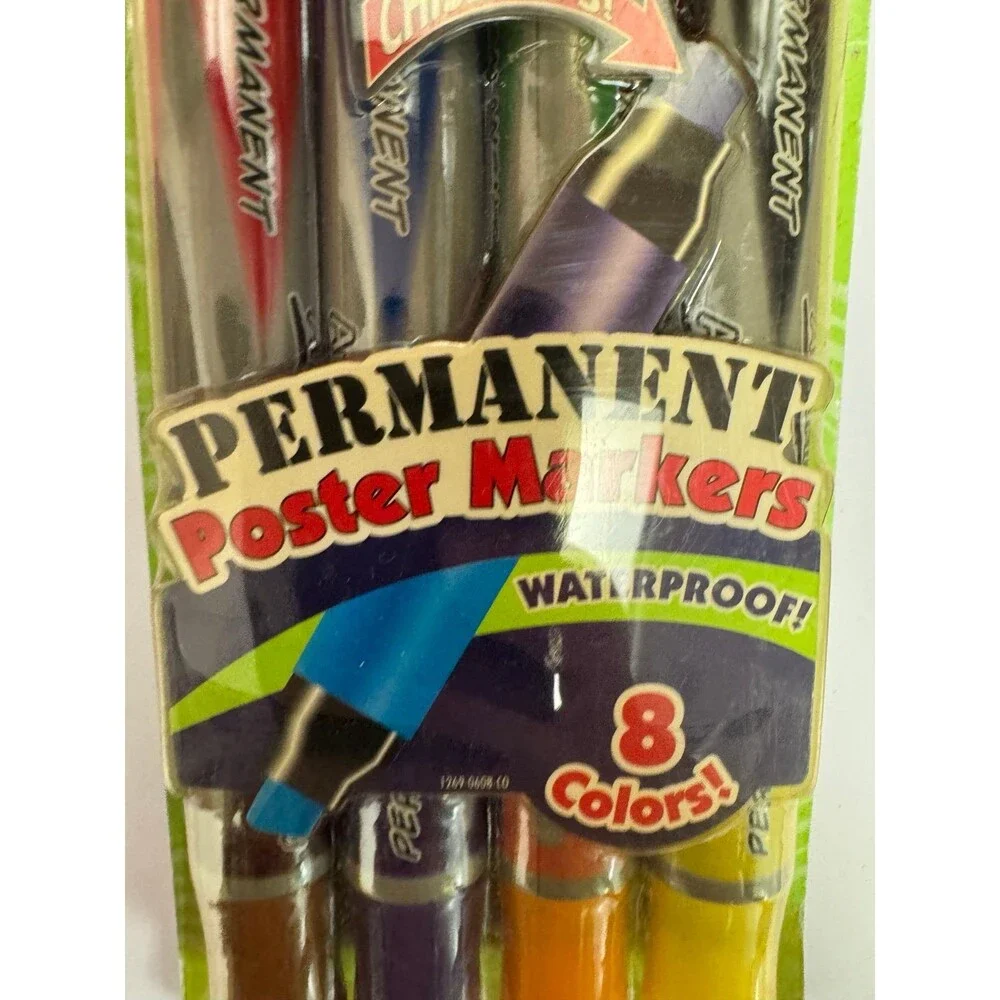 VTG 2007 Art Skills Permanent Waterproof Poster Markers Chisel Tip 8 Pack New